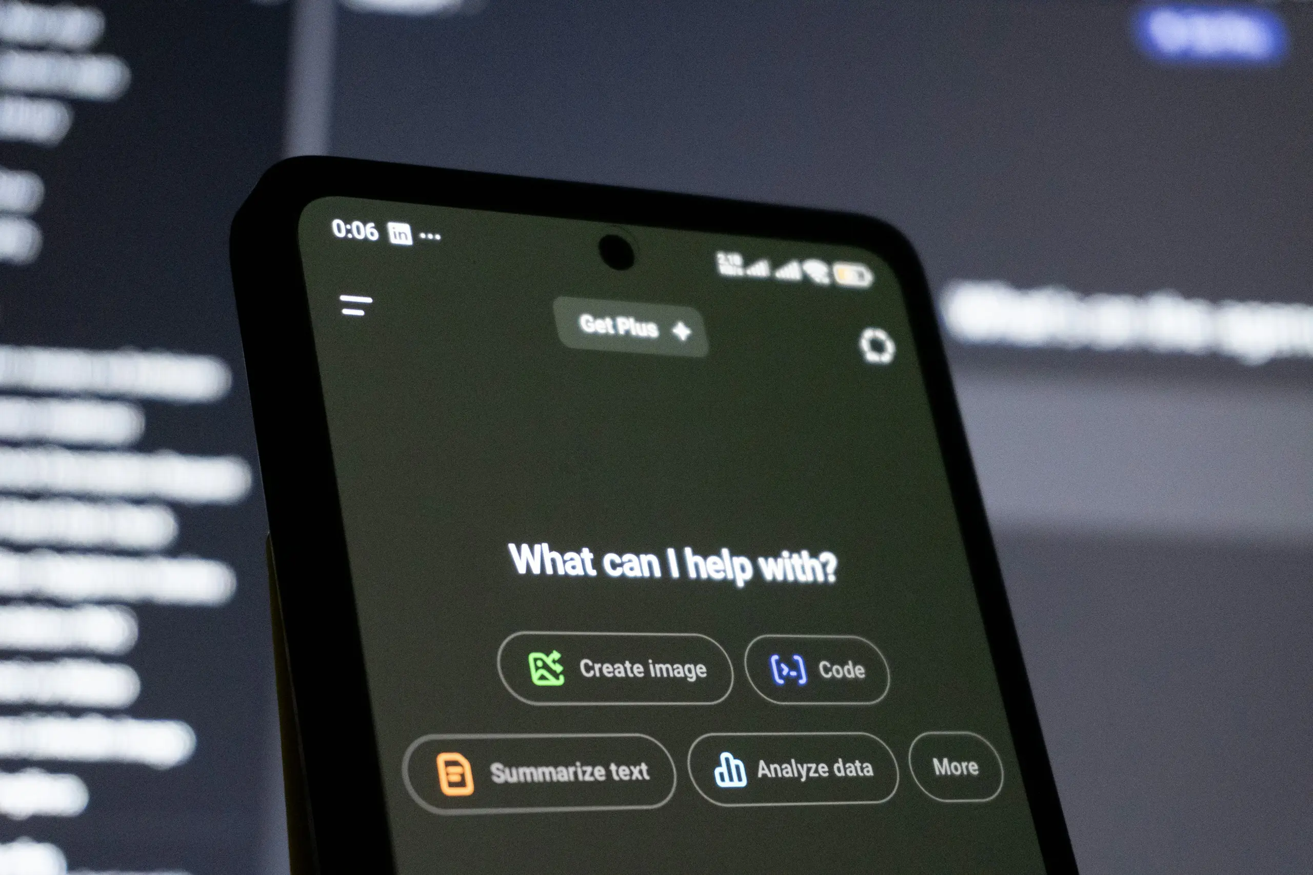 A smartphone screen showing an AI chatbot conversation interface